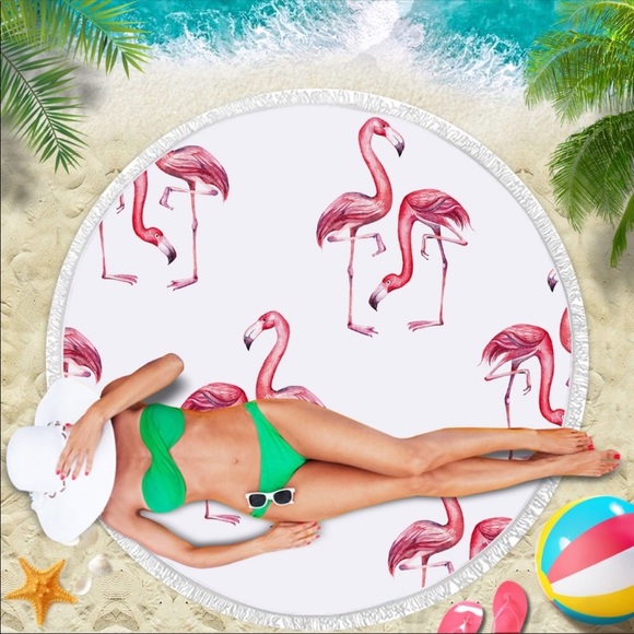 Round Flamingo Beach Towel - Picture 1 of 1